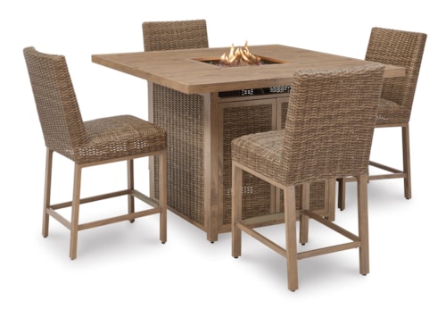 5-Piece Bar Height Fire Pit Dining Set