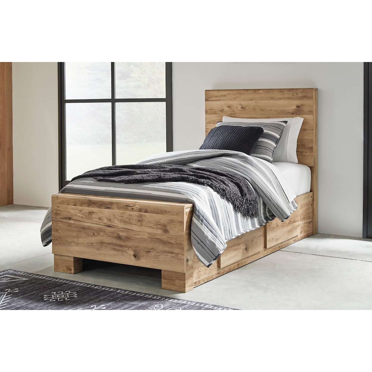 Ashley Signature Design Hyanna Twin Panel Bed with 1 Side Storage