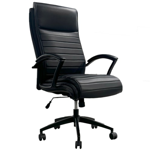 Contemporary Leather Swivel Desk Chair with Adjustable Seat