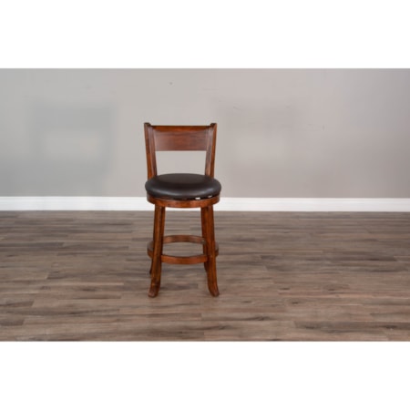 24&quot;H Swivel Barstool, Cushion Seat &amp; Back