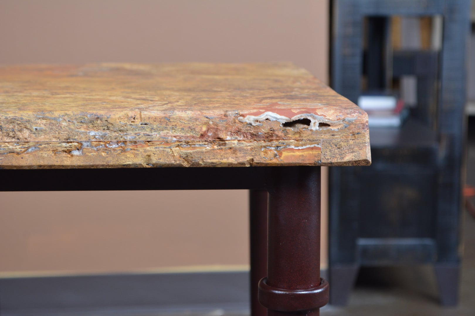 Side Table with Travertine Top
