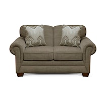 Transitional Loveseat with Rolled Arms