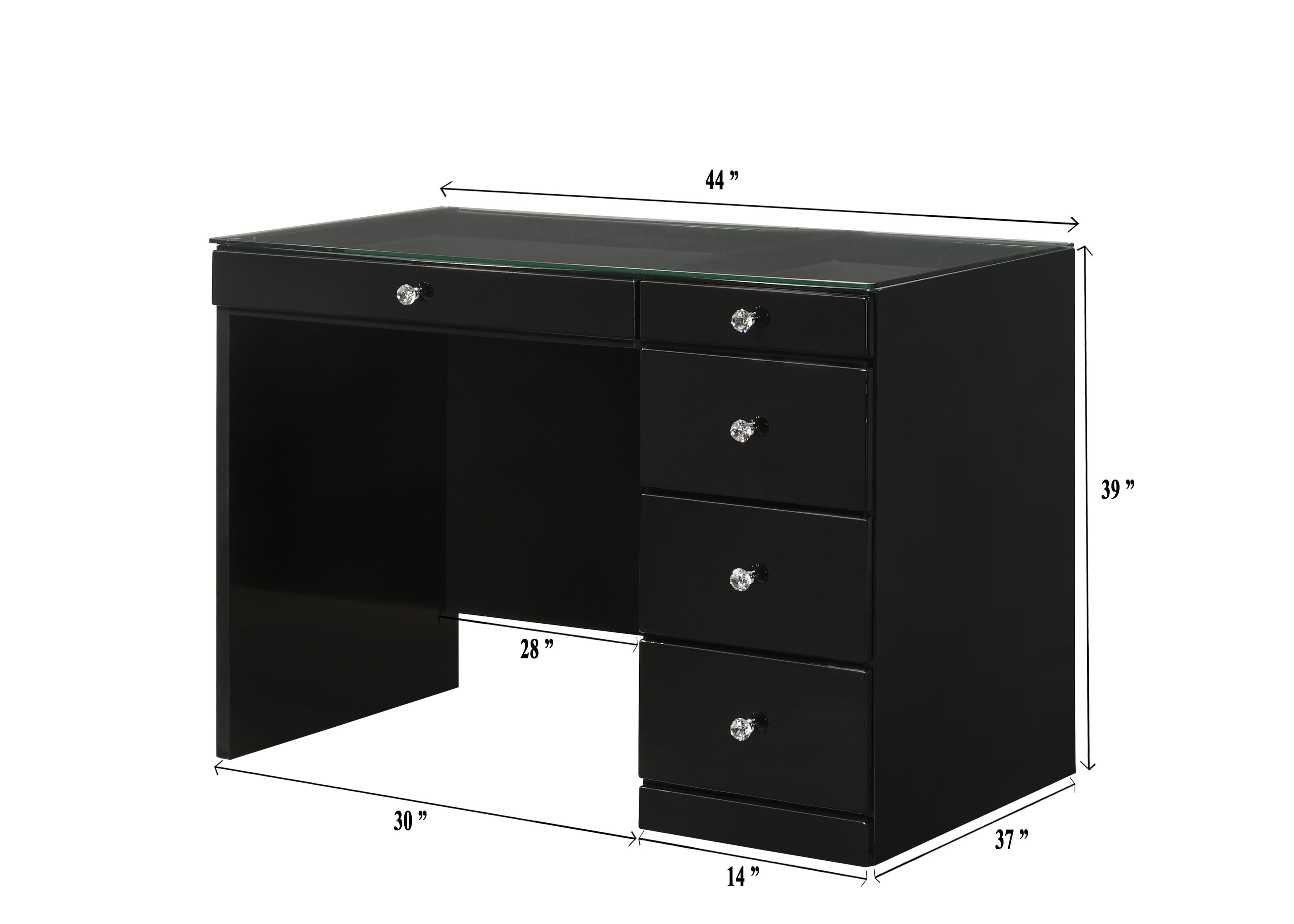 Crown Mark Morgan Vanity Desk and Stool Set - Black
