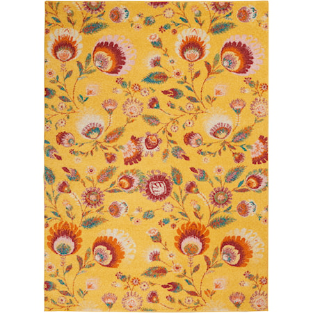 5'3" x 7'3" Yellow Multicolor Rectangle Rug