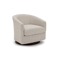 Contemporary Swivel Barrel Chair with Wood Base