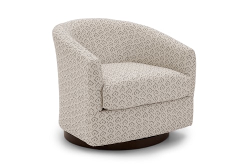 Contemporary Swivel Barrel Chair with Wood Base