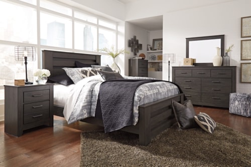 Queen Panel Bed, Dresser, Mirror, Chest And Nightstand