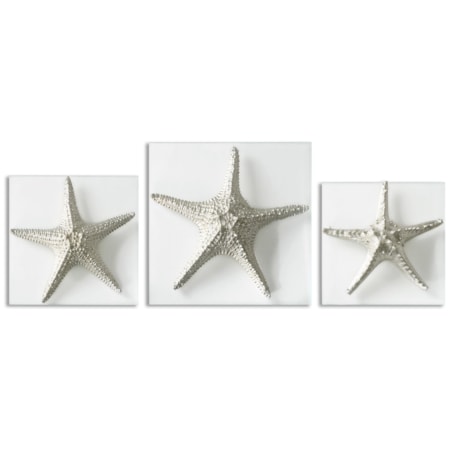 Silver Starfish Wall Art, S/3