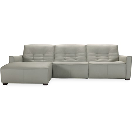 Contemporary Power Reclining Chaise Sofa with Tufting