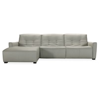 Contemporary Power Reclining Chaise Sofa with Tufting