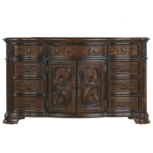 Traditional 9-Drawer Dresser with Felt-Lined Drawers