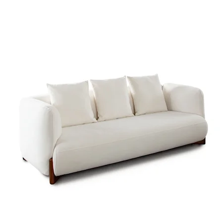 Contemporary Upholstered Sofa with Throw Pillows