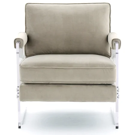 Contemporary Accent Chair with Clear Acrylic Base