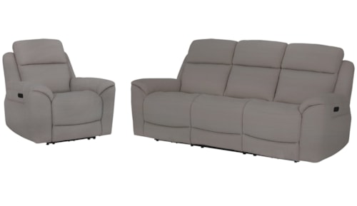 Casual Power Reclining Sofa and Recliner Set with Power Headrests and Lumbar Support