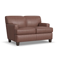 Transitional Leather Loveseat with Track Arms