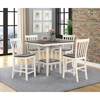 Casual 5-Piece Counter Height Dining Set with Two Tone FInish