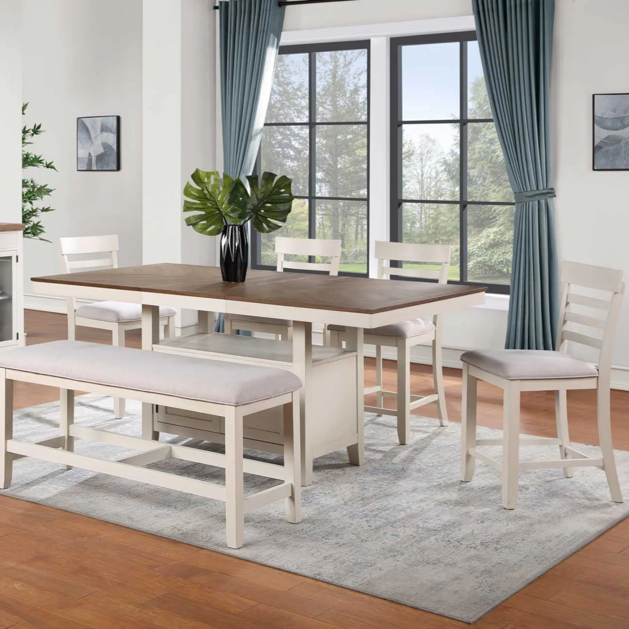 Chalk White and Gray Counter Storage Dining Set – My Furniture Place