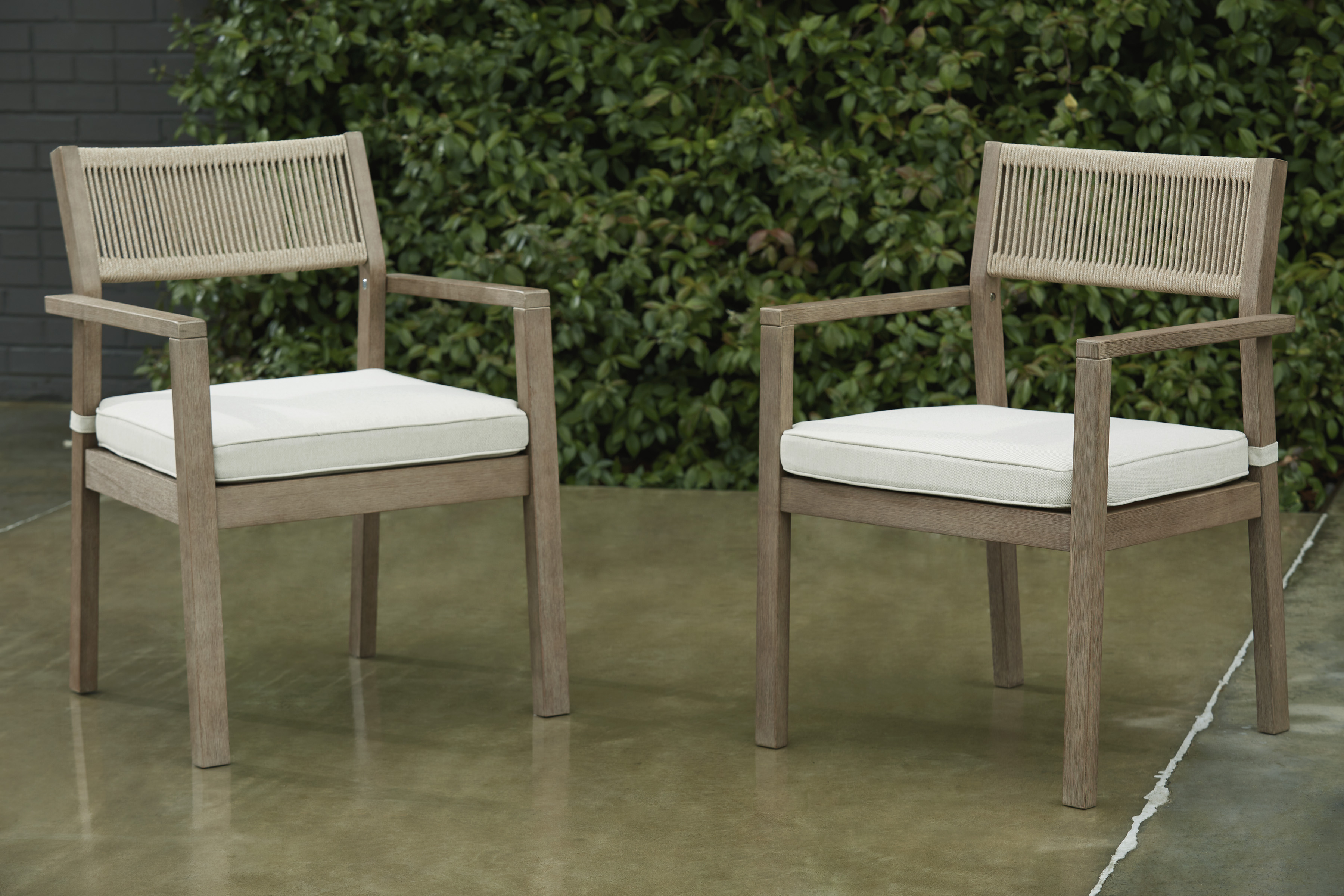 Arm Chair with Cushion (Set of 2)