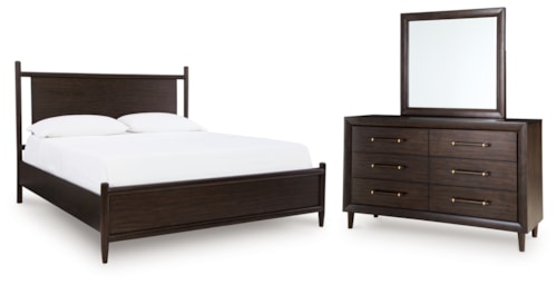 Queen Panel Bed, Dresser And Mirror