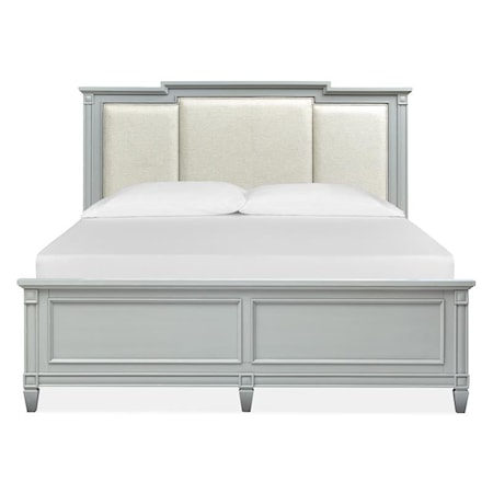 Queen Panel Bed w/Upholstered Headboard