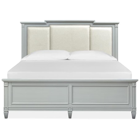 Queen Panel Bed w/Upholstered Headboard