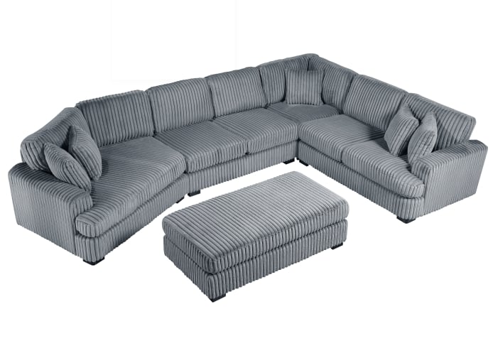 5-pc. Sectional w/Left Cuddler &amp; Ottoman