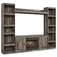 TV Stand with Fireplace, Piers, & Bridge
