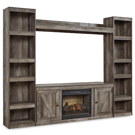 TV Stand w/ Fireplace, Piers, & Bridge