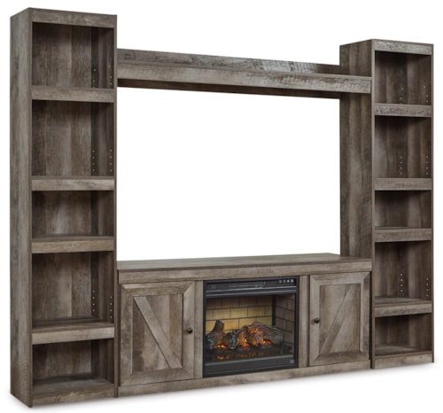 TV Stand with Fireplace, Piers, & Bridge