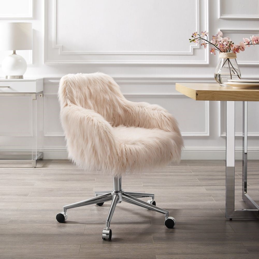 Dawson Faux Fur Barrell Office Chair Pnk