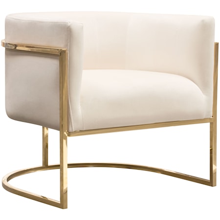 Pandora Accent Chair in Cream Velvet with Po