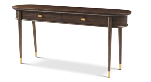 Transitional Ovate Console Table with Brass-Capped Legs