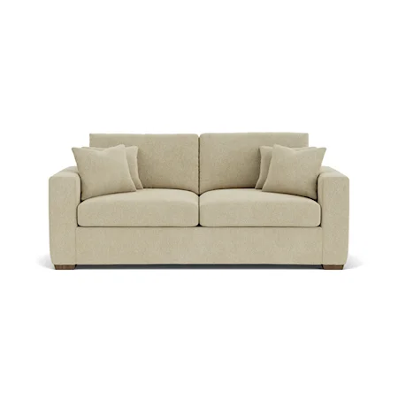 Casual Two-Cushion Sofa with Wide Track Arms