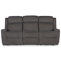 Contemporary Power Space Saver Reclining Sofa with Drop Down Tray Table, Cupholders, USB Ports