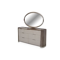 Contemporary 7-Drawer Dresser & Mirror with Velvet Lined Drawers