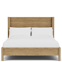 Contemporary King Platform Bed with Mitered Match Veneer Pattern on Headboard