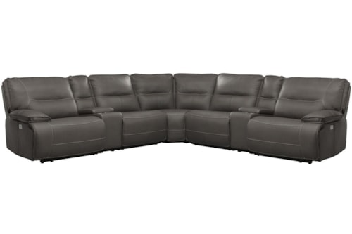 Casual 7-Piece Power Reclining Sectional Sofa with Power Headrests