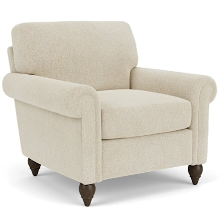 Transitional Accent Chair with Rolled Arms