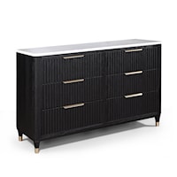 Contemporary 6-Drawer Dresser with Ridged Drawers