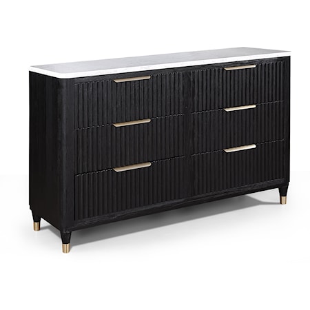 Contemporary 6-Drawer Dresser with Ridged Drawers