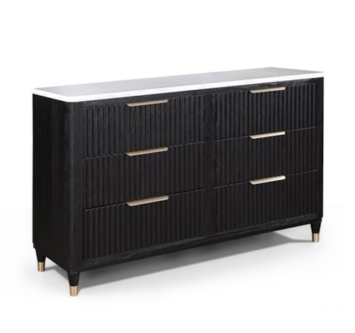 Contemporary 6-Drawer Dresser with Ridged Drawers