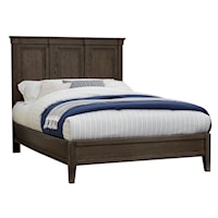 Transitional California King Low-Profile Bed with Panel Headboard