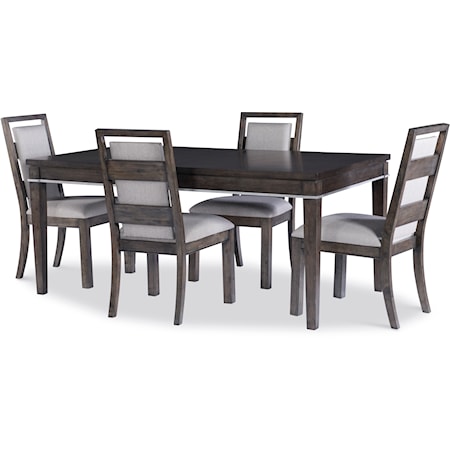 Contemporary 5-Piece Table and Chair Set with Extension Table