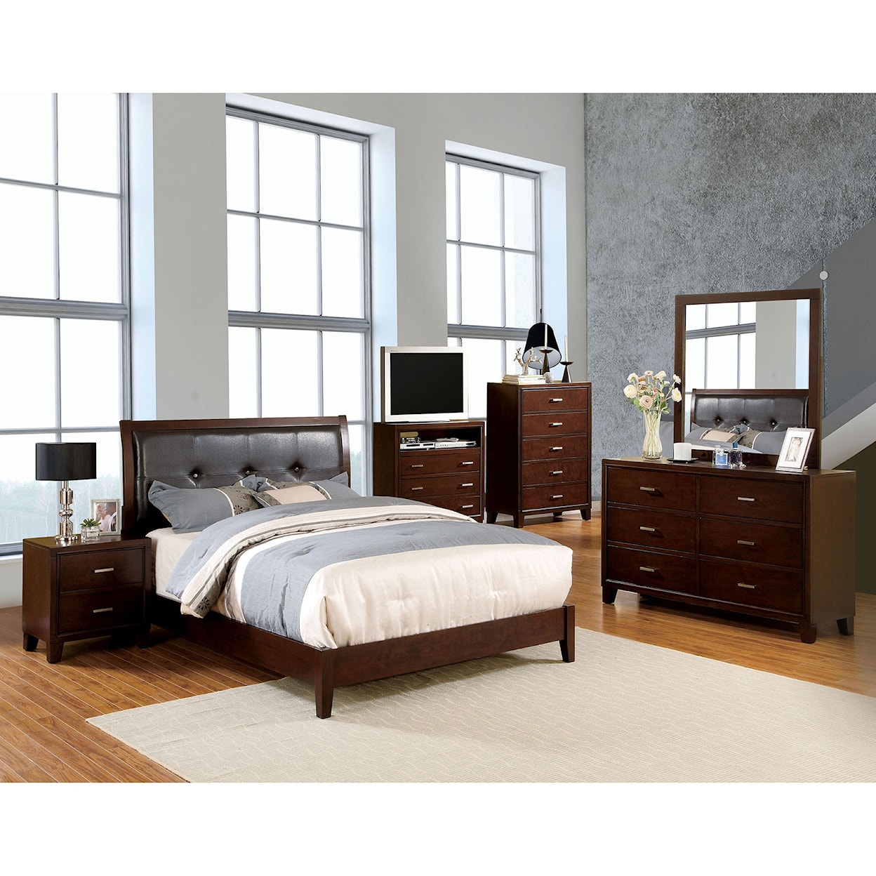 Furniture of America Enrico 5 Piece Queen Bedroom Set