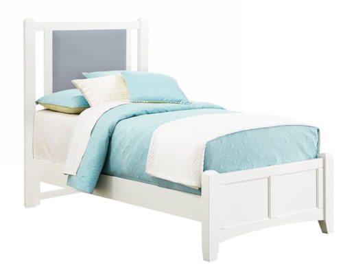 Transitional Upholstered Twin Bed with Panel Footboard