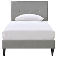 Mid-Century Modern Button Tufted Twin-Sized Platform Bed in Gray