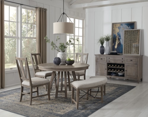 Transitional 5-Piece Dining Set with Bench