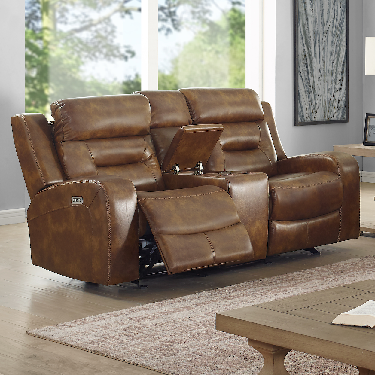 New Classic Furniture Dallas Power Reclining Glider Console Loveseat