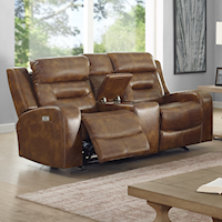 Casual Power Reclining Glider Console Loveseat with USB