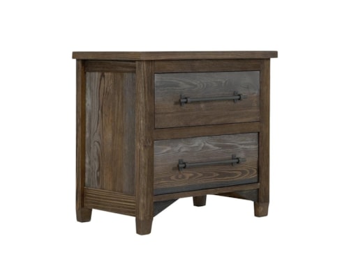 Modern Rustic 2-Drawer Nightstand with Microfiber Lined Top Drawer